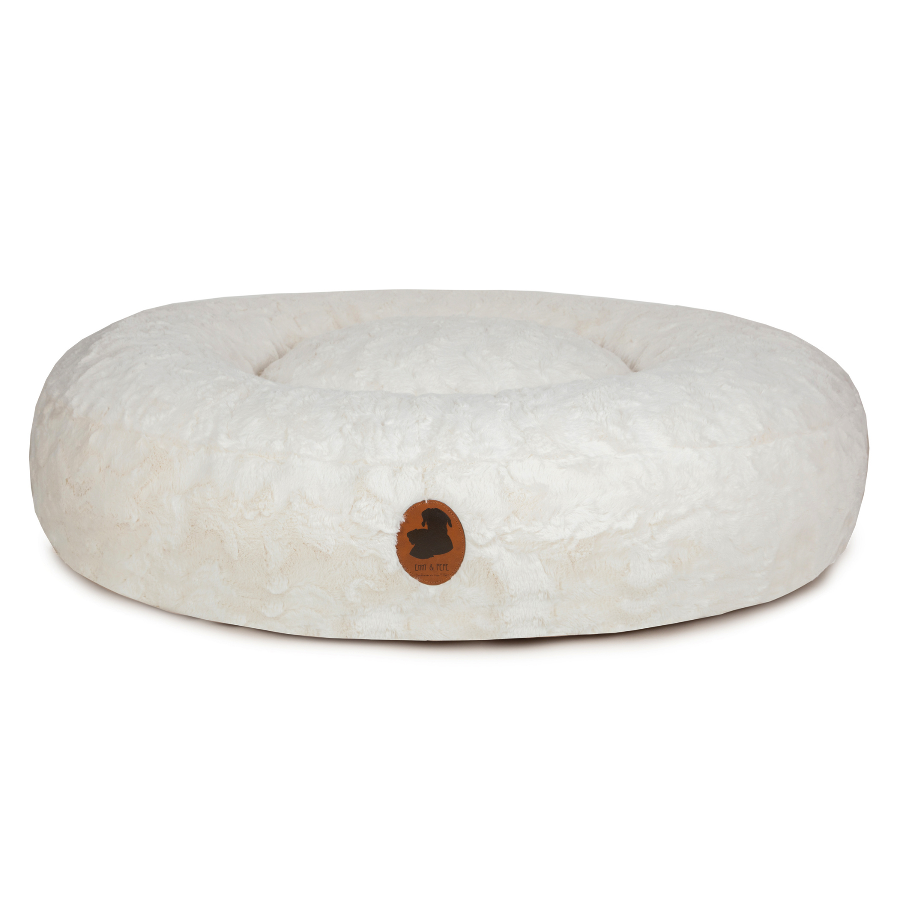 orthopaedisches Hundebetts Wau-Bed Wild Wave für Hunde auf weißem Hintergrund in der Farbe Creme in Oval von EMMY & PEPE