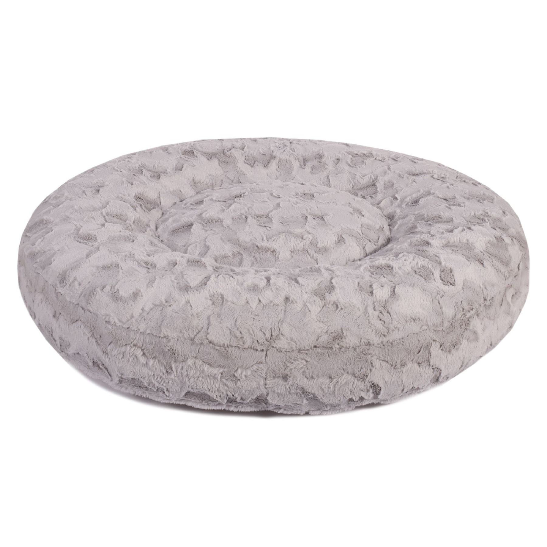 orthopaedisches Hundebett Wau-Bed Wild Wave für Hunde auf weißem Hintergrund in der Farbe Hellgrau in Oval von EMMY & PEPE