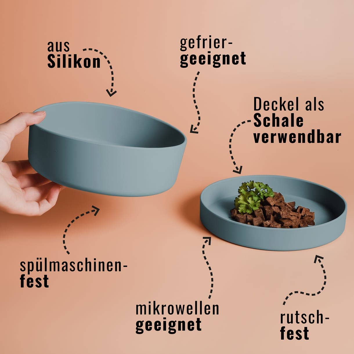 Spülmaschinenfester Silikon-Futternapf mit vielseitigen Eigenschaften