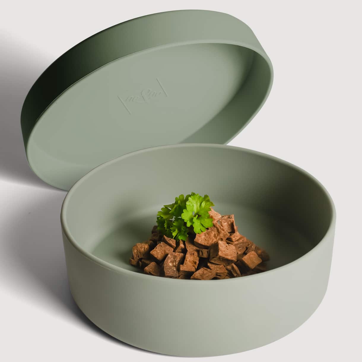 Grüner Silikon-Futternapf mit Deckel für Hunde und Katzen