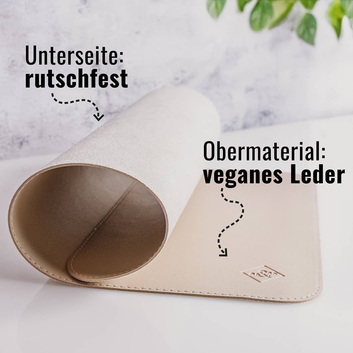 Napfunterlage mit rutschfester Unterseite und veganer Lederoberfläche