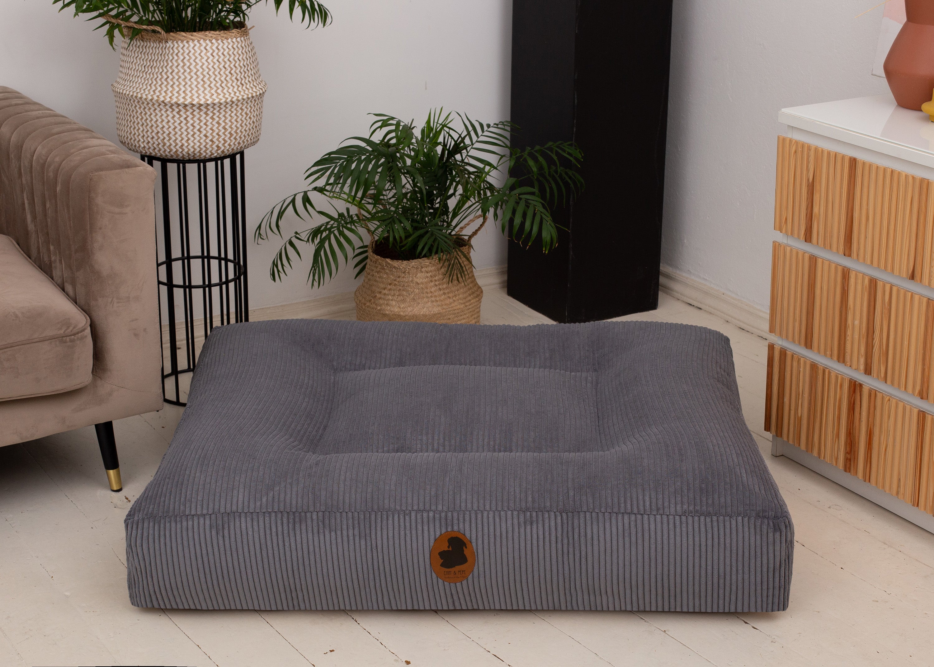 Wechselbezug für orthopädisches Hundebett Cord Creme / Eckig