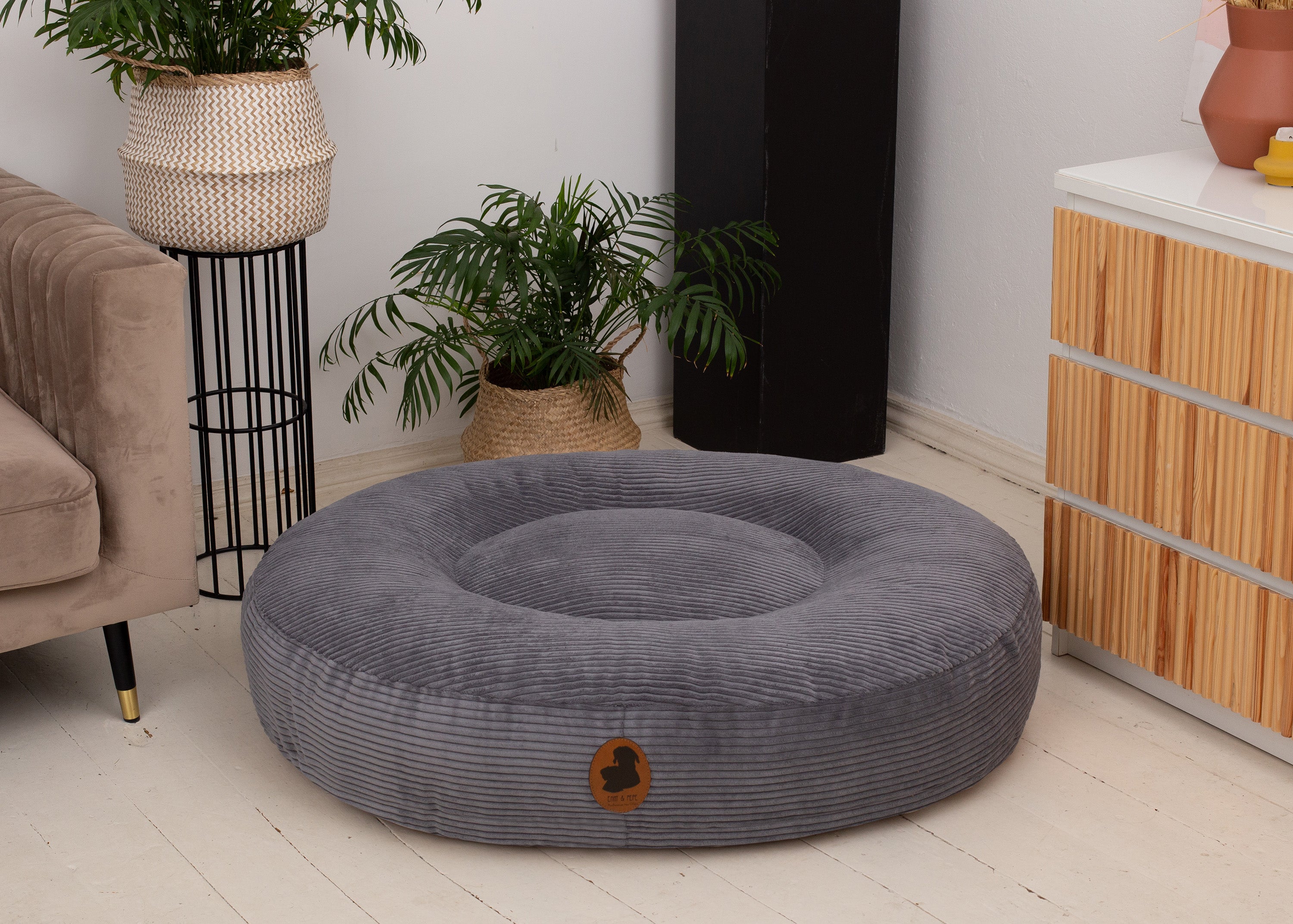 Wechselbezug für orthopädisches Hundebett Cord Creme / Oval /