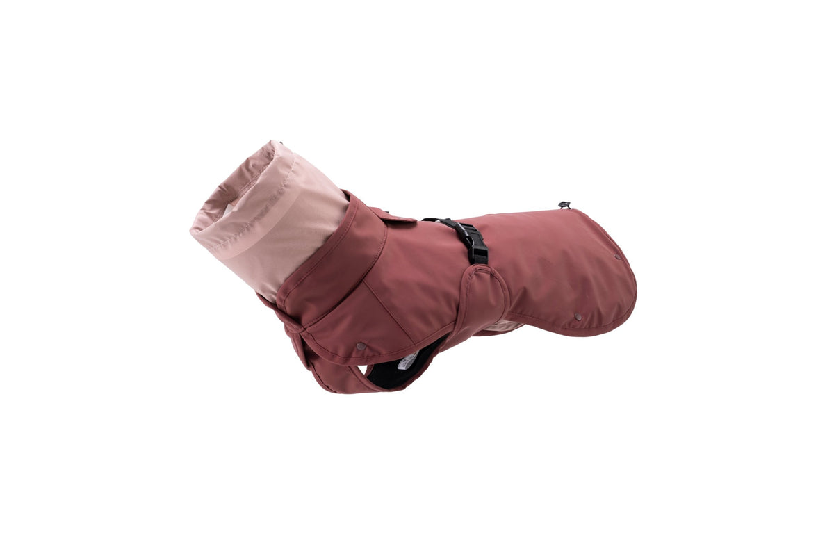 Wau-Coat Hundemantel in Beere – 2-in-1 Regenmantel und Wintermantel mit rosé Rollkragen