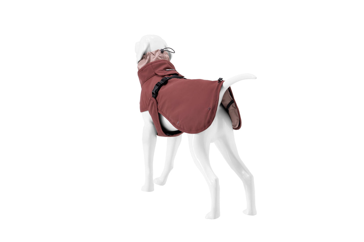 Wau-Coat Beere von hinten mit verstellbarem Gurt und Kordelstopper am Saum