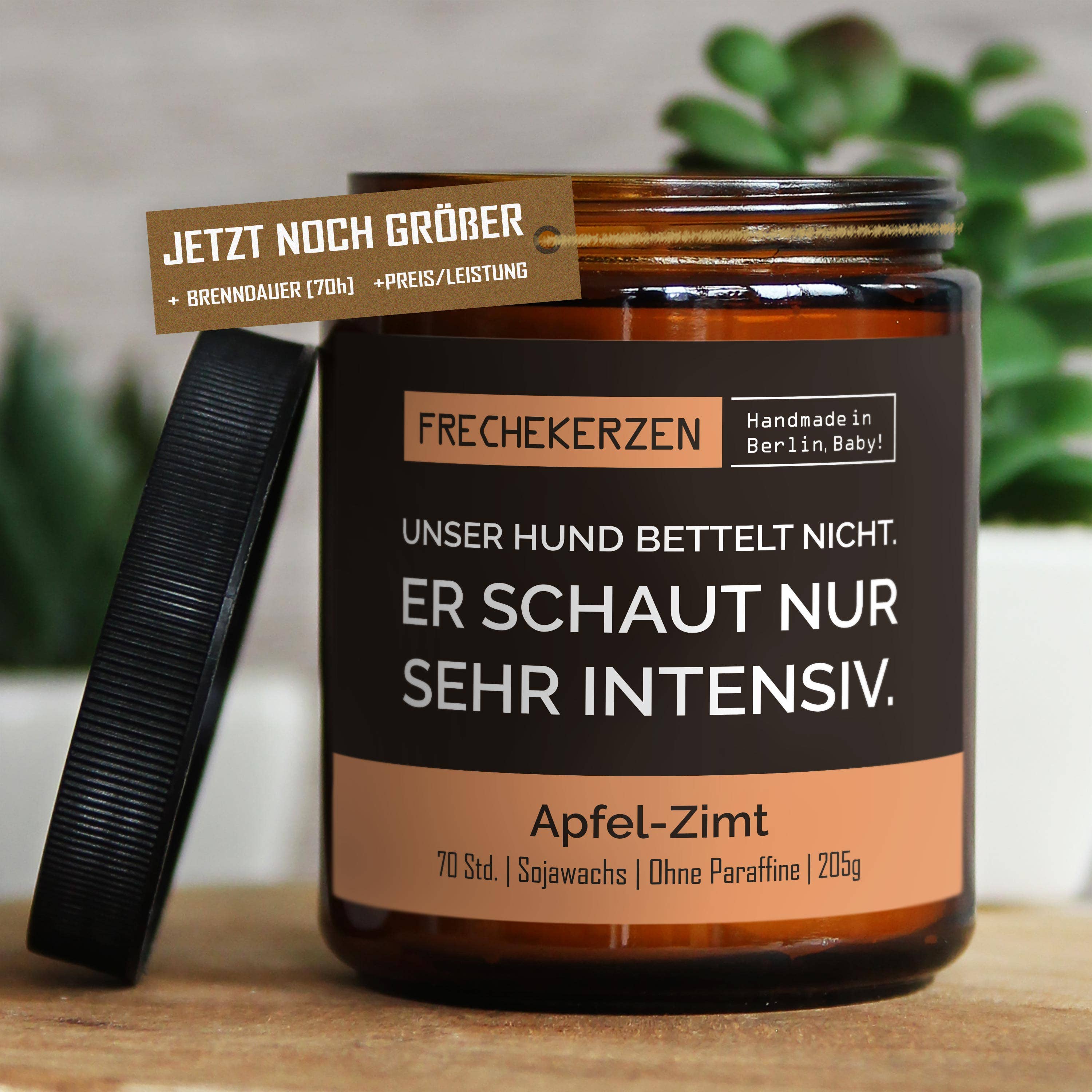 Sojawachs Kerze | unser hund bettelt nicht. er schaut nur se