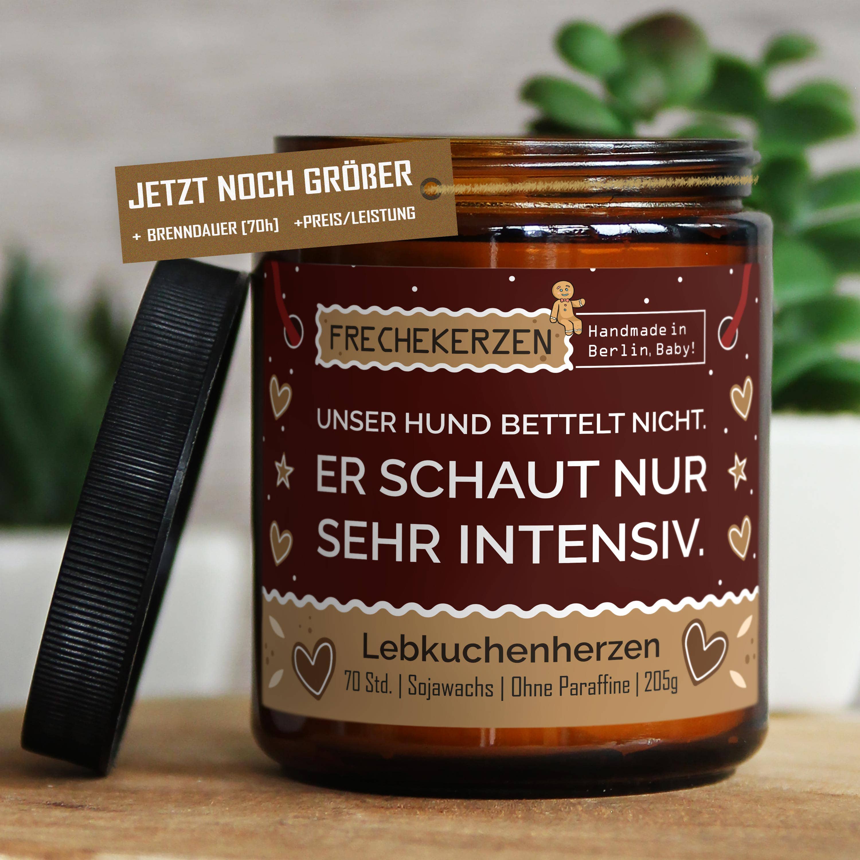 Sojawachs Kerze | unser hund bettelt nicht. er schaut nur se