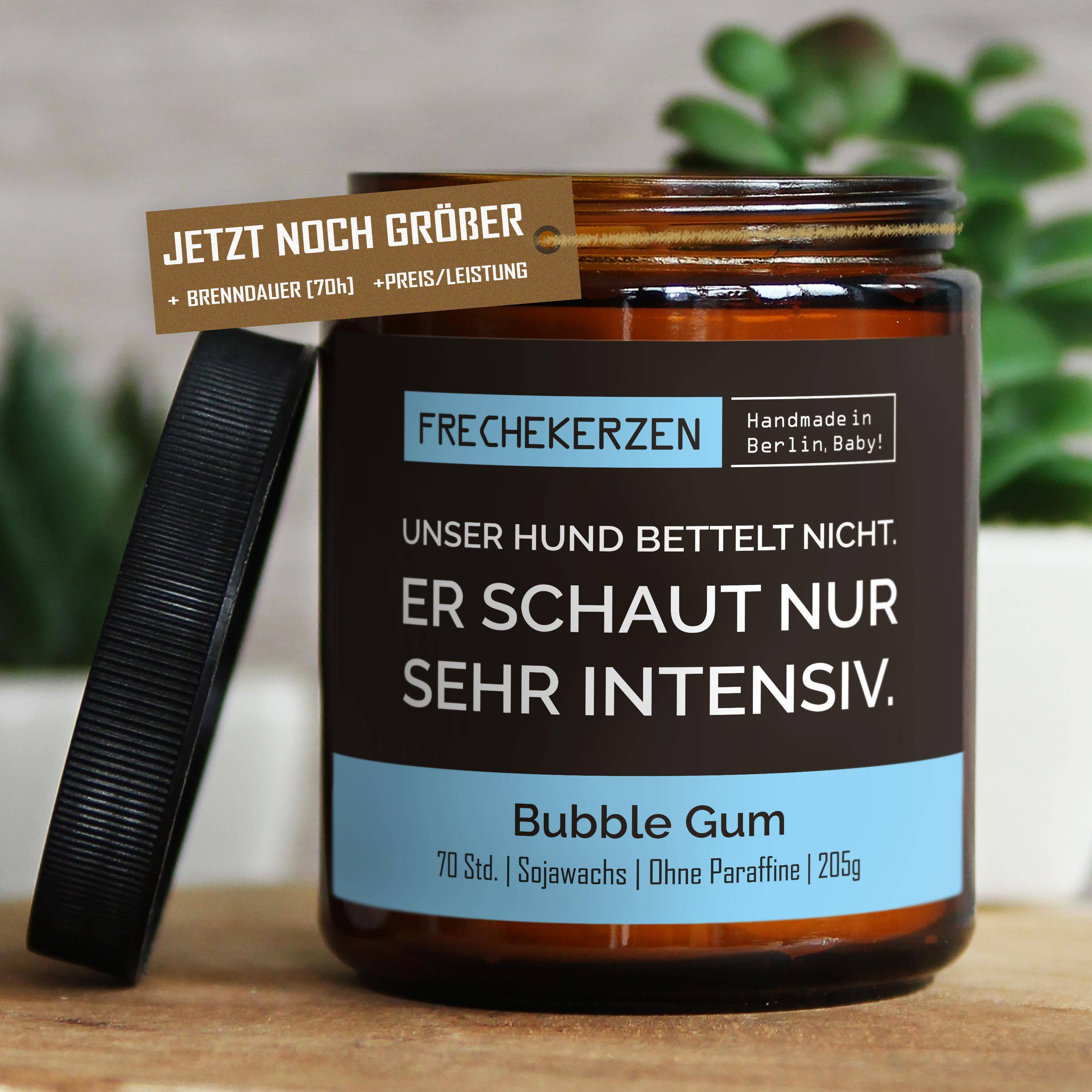 Sojawachs Kerze | unser hund bettelt nicht. er schaut nur se