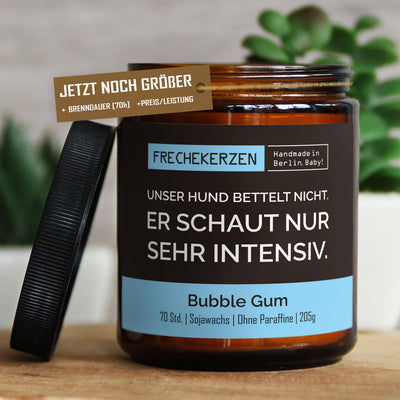 Sojawachs Kerze | unser hund bettelt nicht. er schaut nur se