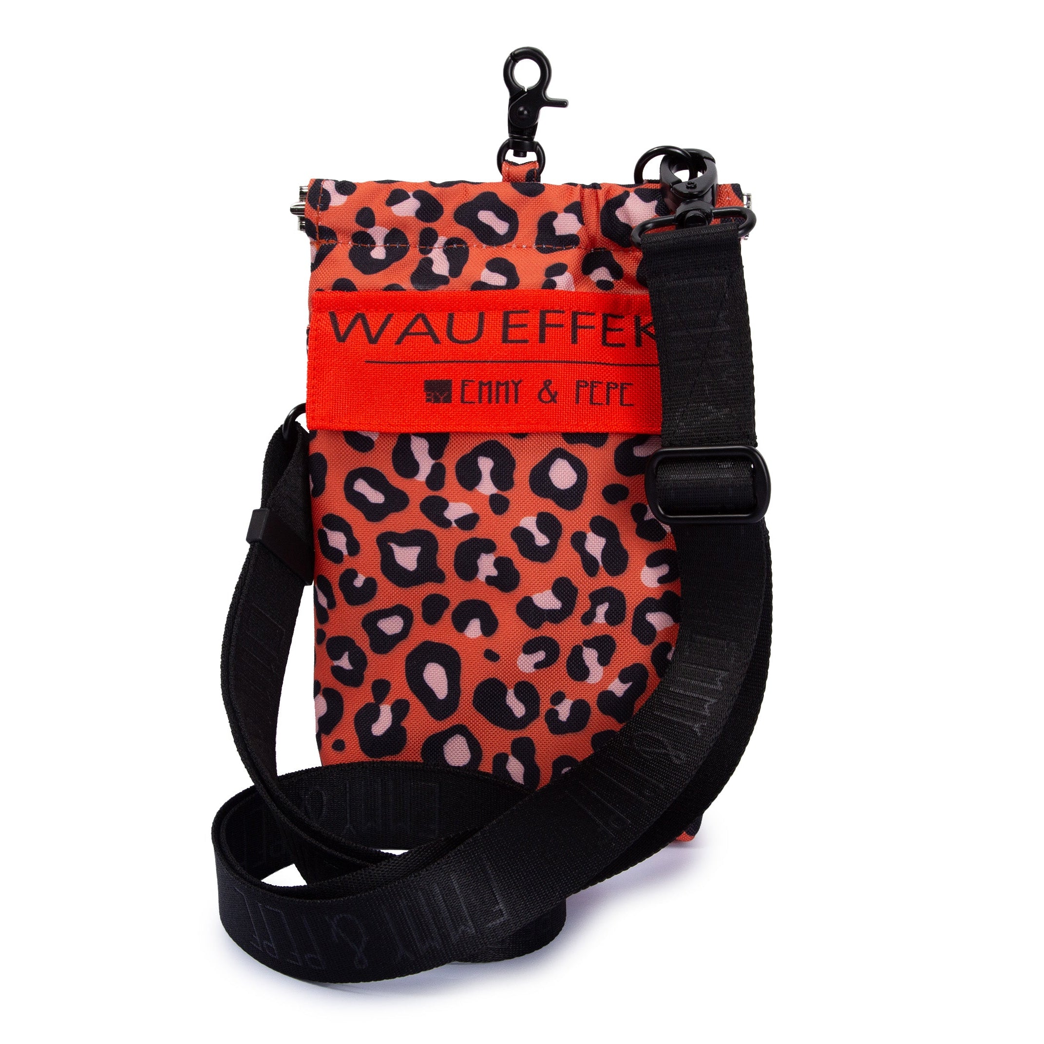 Gassitasche Wau-to-go Leo Orange in orange und schwarz mit Schultergurt und mehreren praktischen Fächern