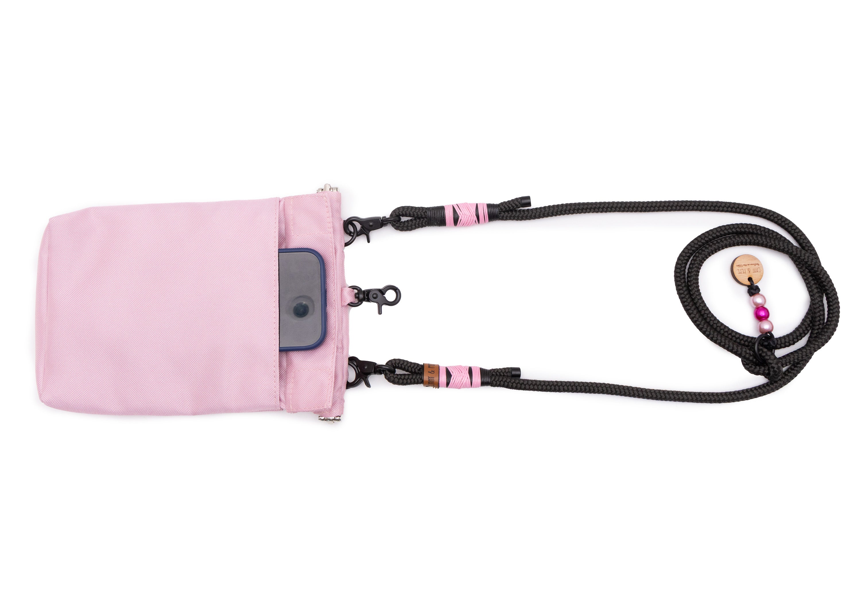EMMY & PEPE Wau-To-Go Rosi in Rosa Leckerlibeutel und Gassitasche von vorne mit magnetischem Fach für Handy, Schlüssel oder Portemonnaie