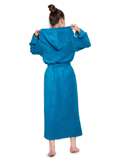 Bamboo Bademantel aus Bambusfaser, von hinten, Unisex Aqua XS/S/M,L/XL/XXL Dark Cyan