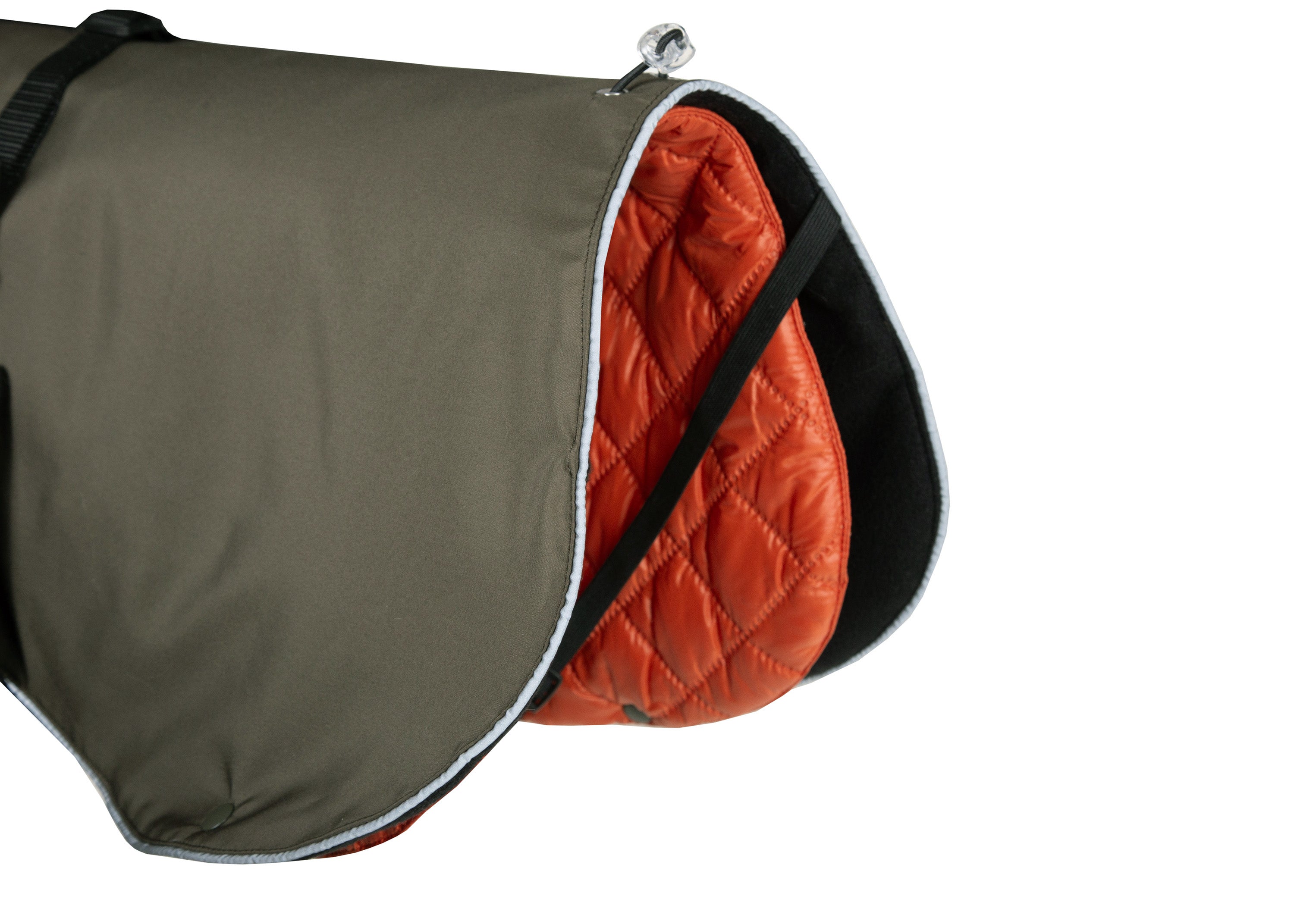Wau-Coat Hundemantel in Olive mit verstellbarem Rückenabschluss und herausnehmbarem Innenfutter für optimalen Wetterschutz mit praktischen Beinschlaufen