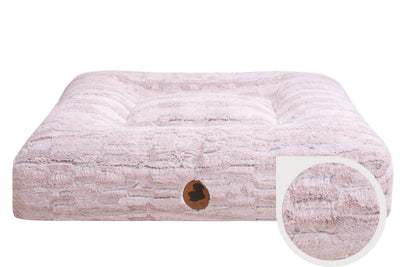 Wechselbezug für orthopädisches Hundebett Wau-Bed Modell Cuddle Rosa in eckig mit Detail vom Stoff