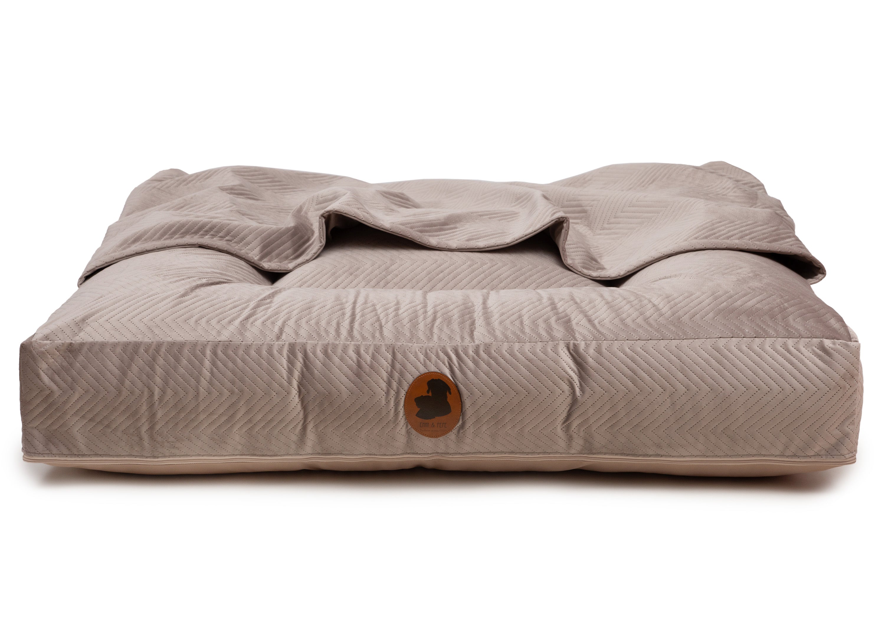Wechselbezug orthopädisches Hundebett mit Höhle ZickZack Taupe / Eckig / S (80x60cm),Taupe / Eckig / M (100x80cm),Taupe / Eckig / L (120x100cm),Taupe / Eckig / XL (140x120cm) Rosy Brown