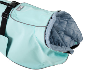 Kragen des Wau-Coat Hundemantel mit herausnehmbarem Innenfutter – 2-in-1 Regen- und Wintermantel für Hunde in Mint