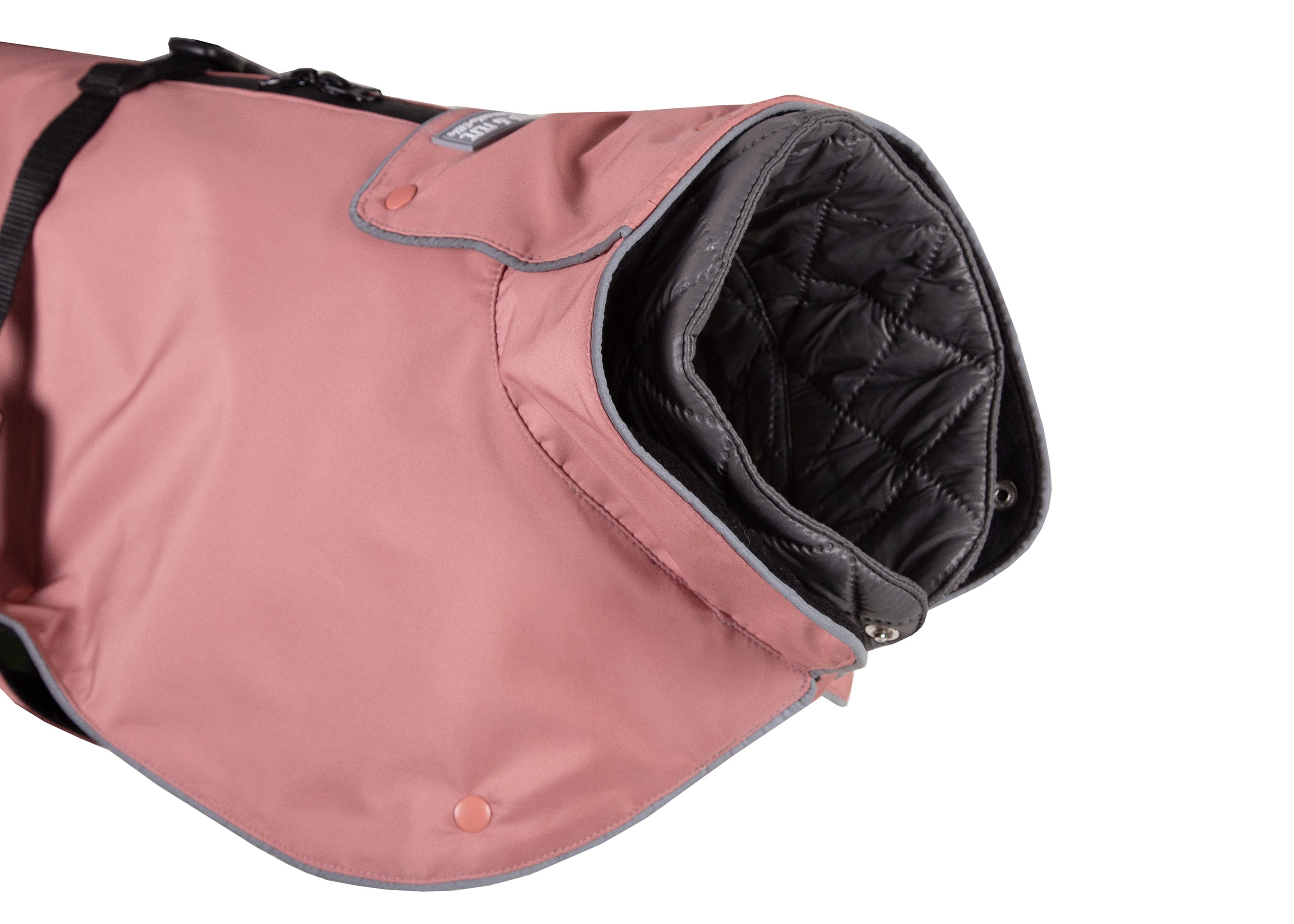 Kragen des Wau-Coat Hundemantel mit herausnehmbarem Innenfutter – 2-in-1 Regen- und Wintermantel für Hunde in Rosa