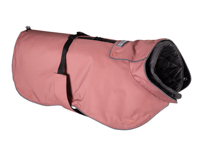 Wau-Coat Hundemantel in Rosa wasserdicht mit herausnehmbarem Innenfutter in Grau – Regen- und Wintermantel für Hunde  