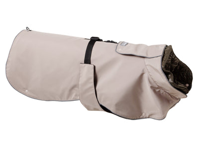 Wau-Coat Hundemantel in Taupe wasserdicht mit herausnehmbarem Innenfutter in Olive – Regen- und Wintermantel für Hunde  