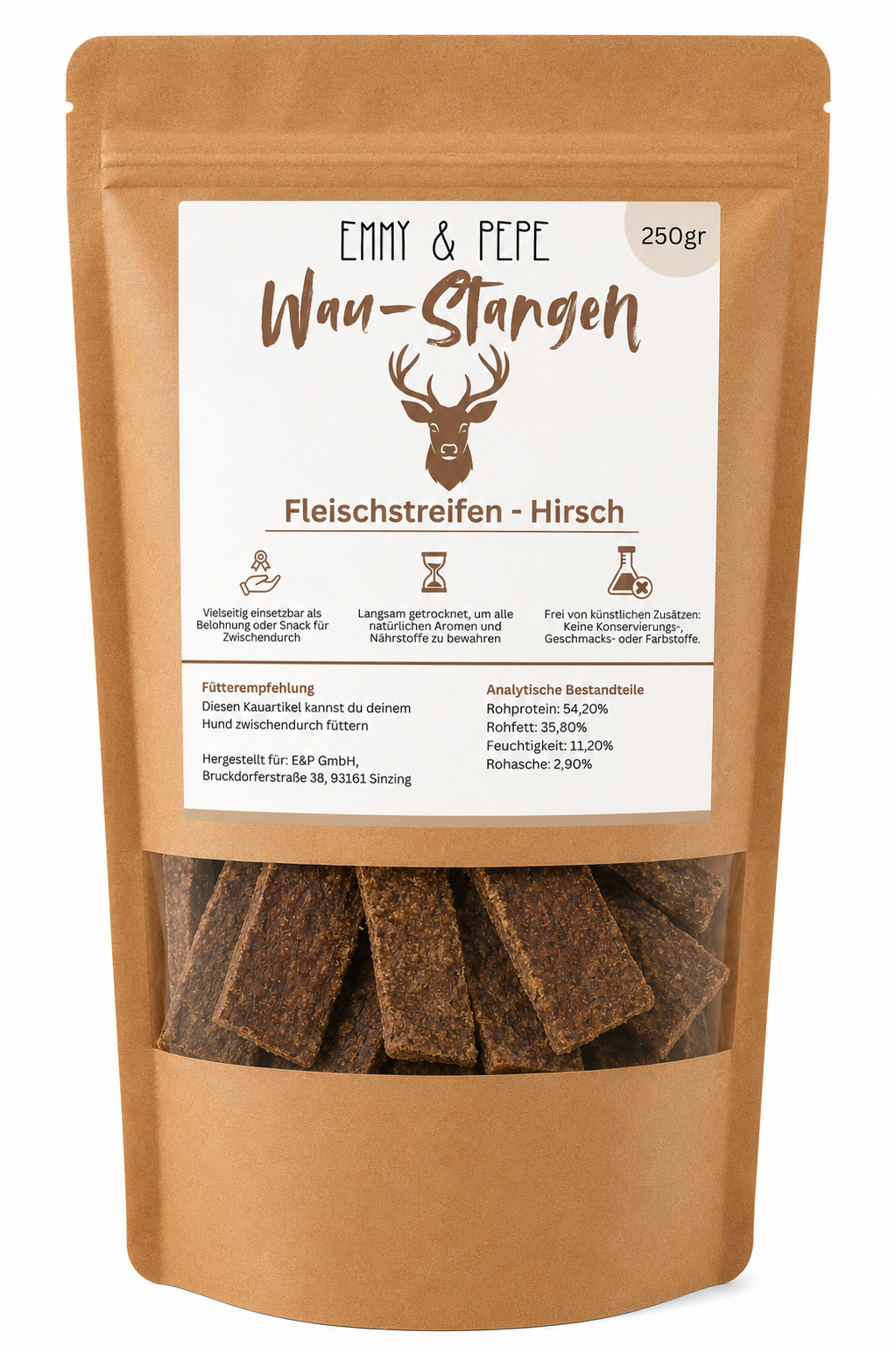 Wau-Stangerl Hirschfleisch-Streifen