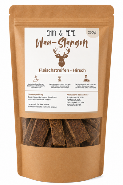 Wau-Stangerl Hirschfleisch-Streifen