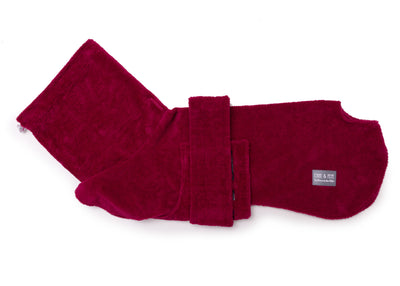 Hundebademantel aus Bambusfaser, Modell Magenta, für große und kleine Hunde