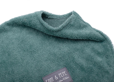 Hundebademantel aus Bambusfaser Rosmarin Detailansicht Rücken