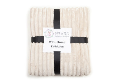 Hundedecke Kuschelcord Creme zusammengepackt 