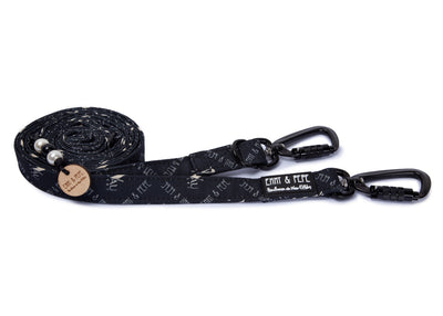Hundeleine "Wau-Effekt" mit Sicherheitskarabiner, Schwarz mit weißen Mustern