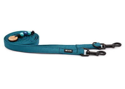 Wau-Move Hundeleine Aqua in Blau von EMMY & PEPE – dreifach verstellbar mit schwarzen Bolzenkarabiner