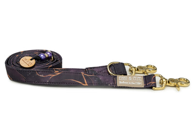 Wau-Move Hundeleine Golden Plum von EMMY & PEPE – dreifach verstellbar mit goldenen Scherenkarabinern