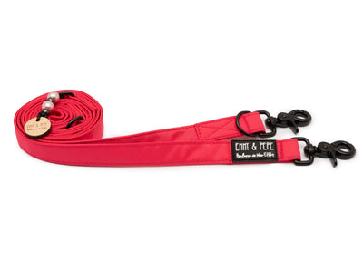 Wau-Move Hundeleine Neon Pink von EMMY & PEPE – dreifach verstellbar mit schwarzen Scherenkarabinern