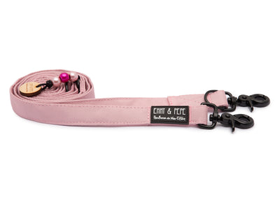 Wau-Move Hundeleine Rosi in Rosa von EMMY & PEPE – dreifach verstellbar mit schwarzen Scherenkarabinern