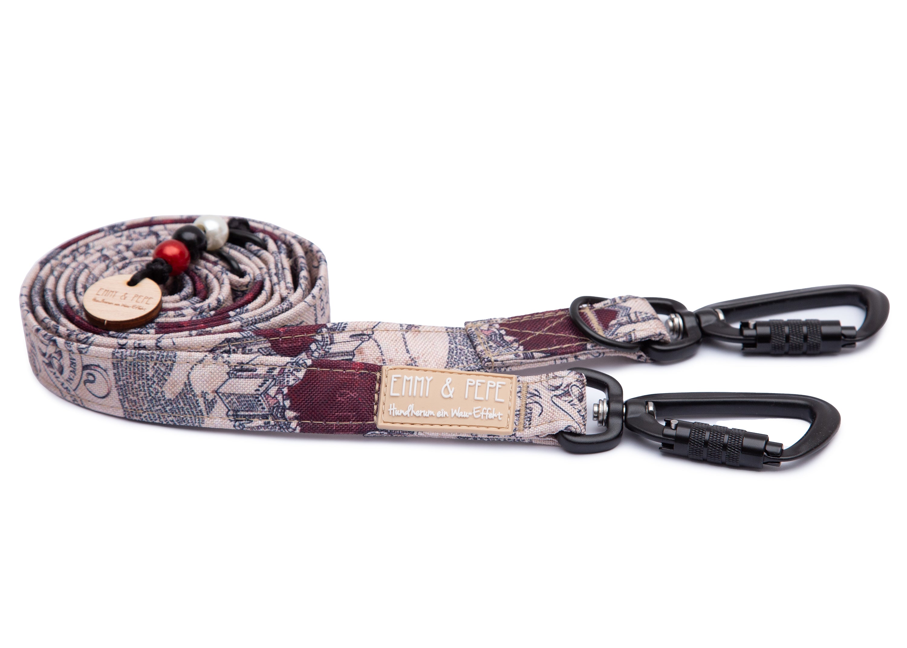 Hundeleine Modell Karte der E&P mit Sicherheitskarabiner Gray