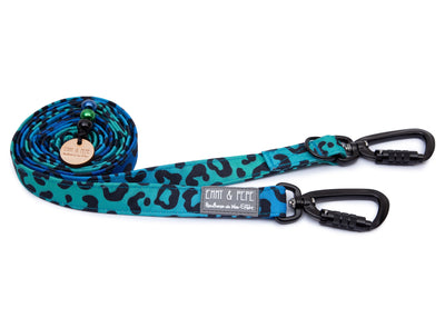 Hundeleine Modell Leo Aqua mit Sicherheitskarabiner