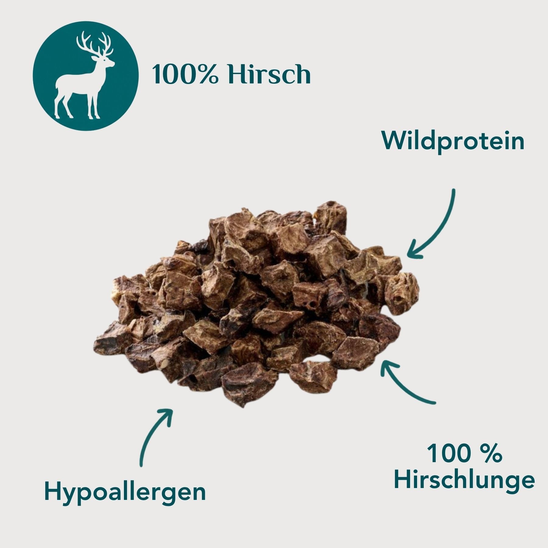 Lungenwürfel Hirsch für Hunde – 100 % Hirschlunge, weicher Wildprotein-Kausnack ohne Zusätze | EMMY & PEPE

