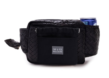 Wau-Pack große Gassitasche, Modell Edle in Schwarz, Gurtlänge  S (60-85cm),M (80-110cm),L (100-145cm)