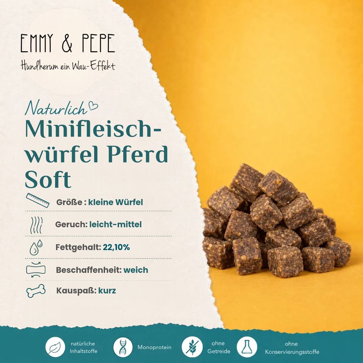 Wau-Happen Minifleischwürfel - Pferd Soft