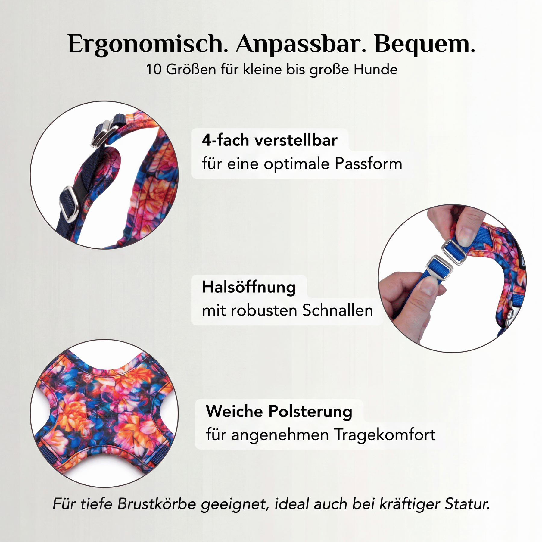 Hundegeschirr mit Halsöffnung Dahlia
