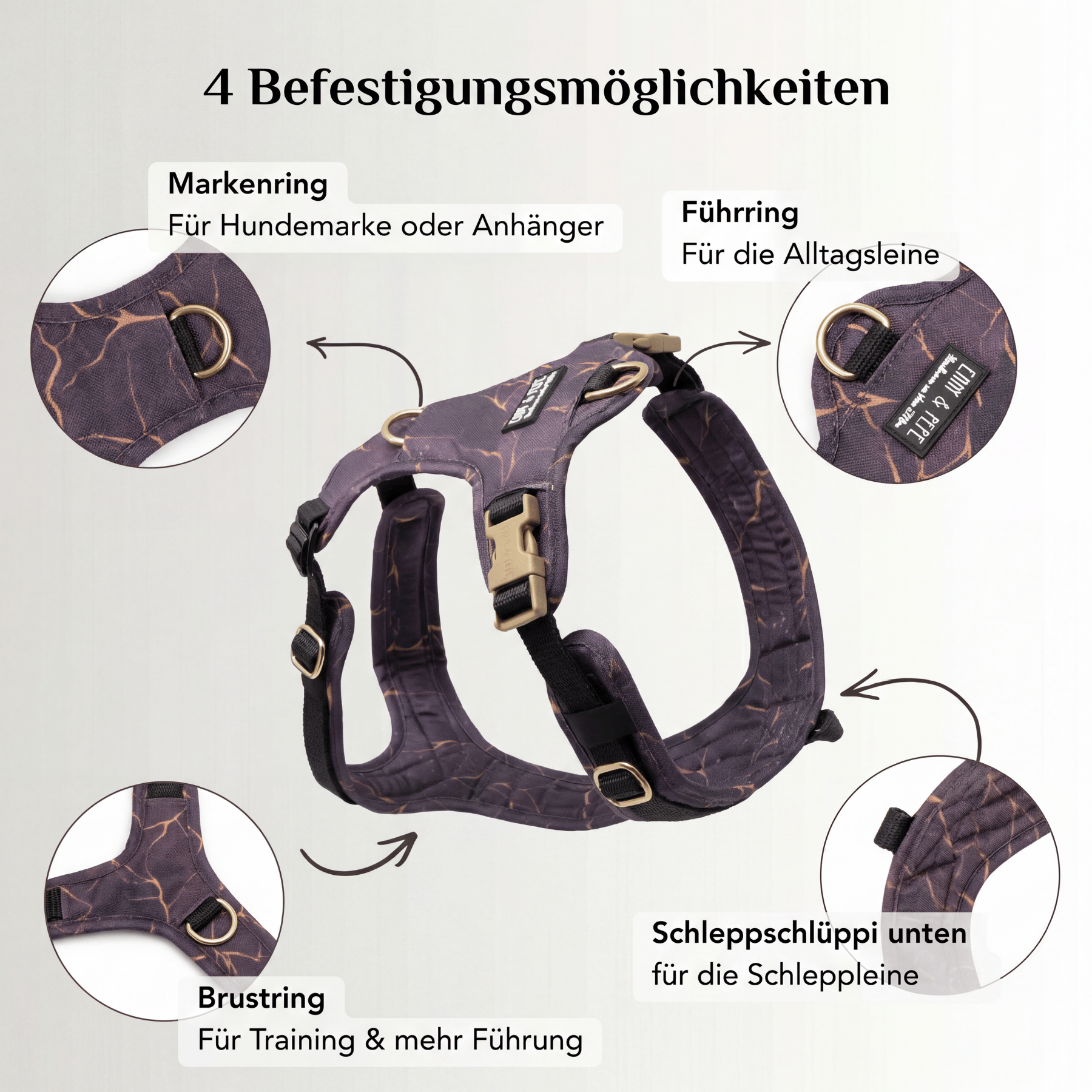 Hundegeschirr mit Halsöffnung Golden Plum