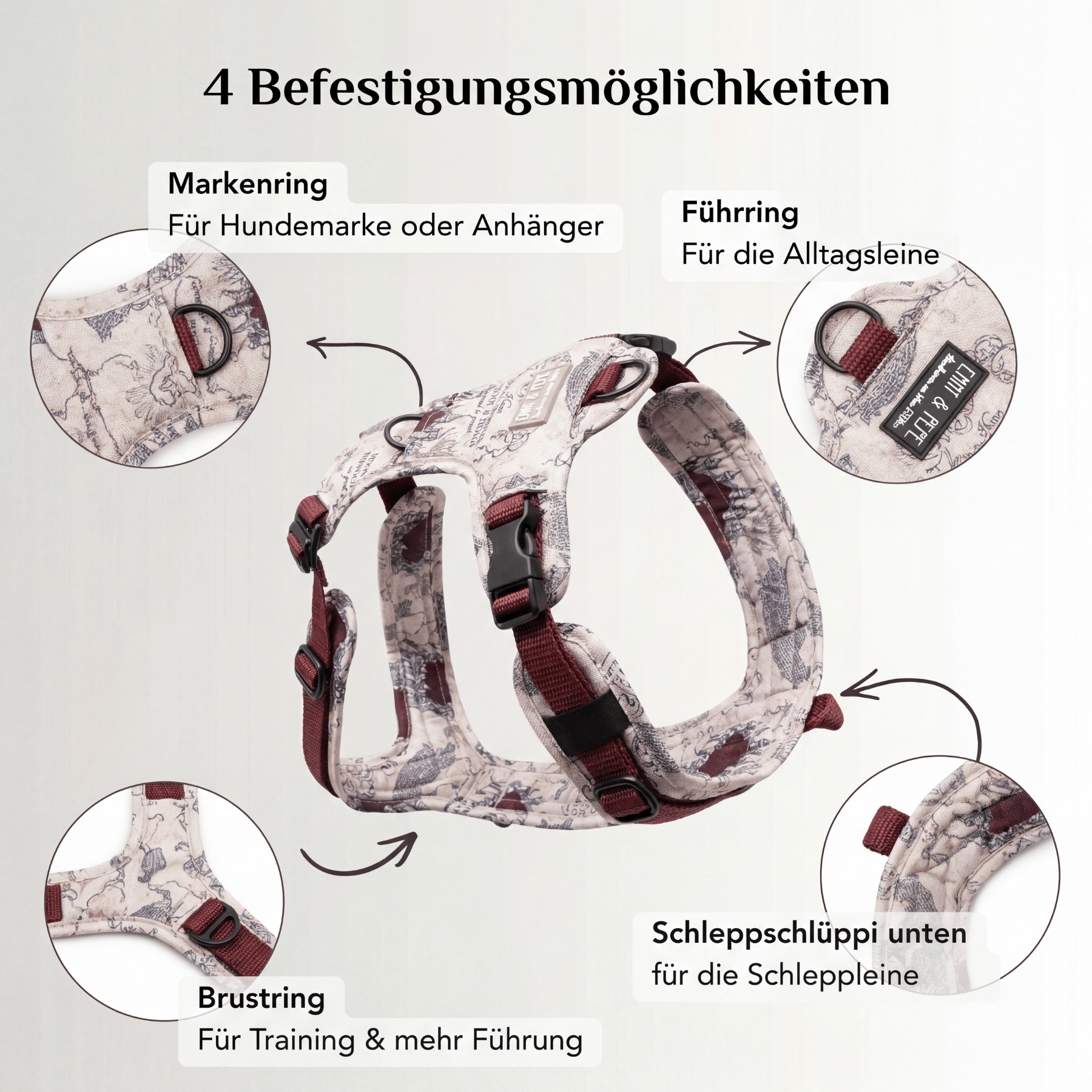 Hundegeschirr mit Halsöffnung Karte der E&P