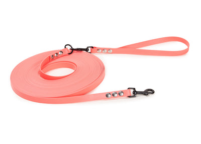 Schleppleine Super Flex Apricot Schwarz /  5m / 10 m oder 15 m, mit oder ohne abnehmbarer Handschlaufe 
