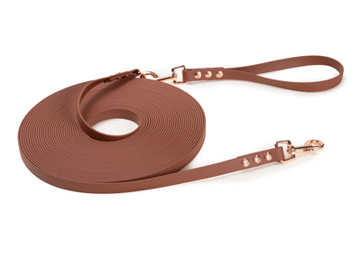 Schleppleine Super Flex Braun Rosegold  5m / 10 m oder 15 m, mit oder ohne abnehmbarer Handschlaufe 