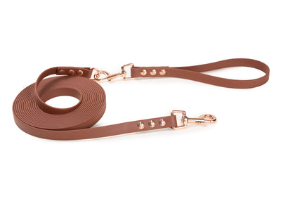 Schleppleine Super Flex Braun Rosegold /  5m / 10 m oder 15 m, mit oder ohne abnehmbarer Handschlaufe 