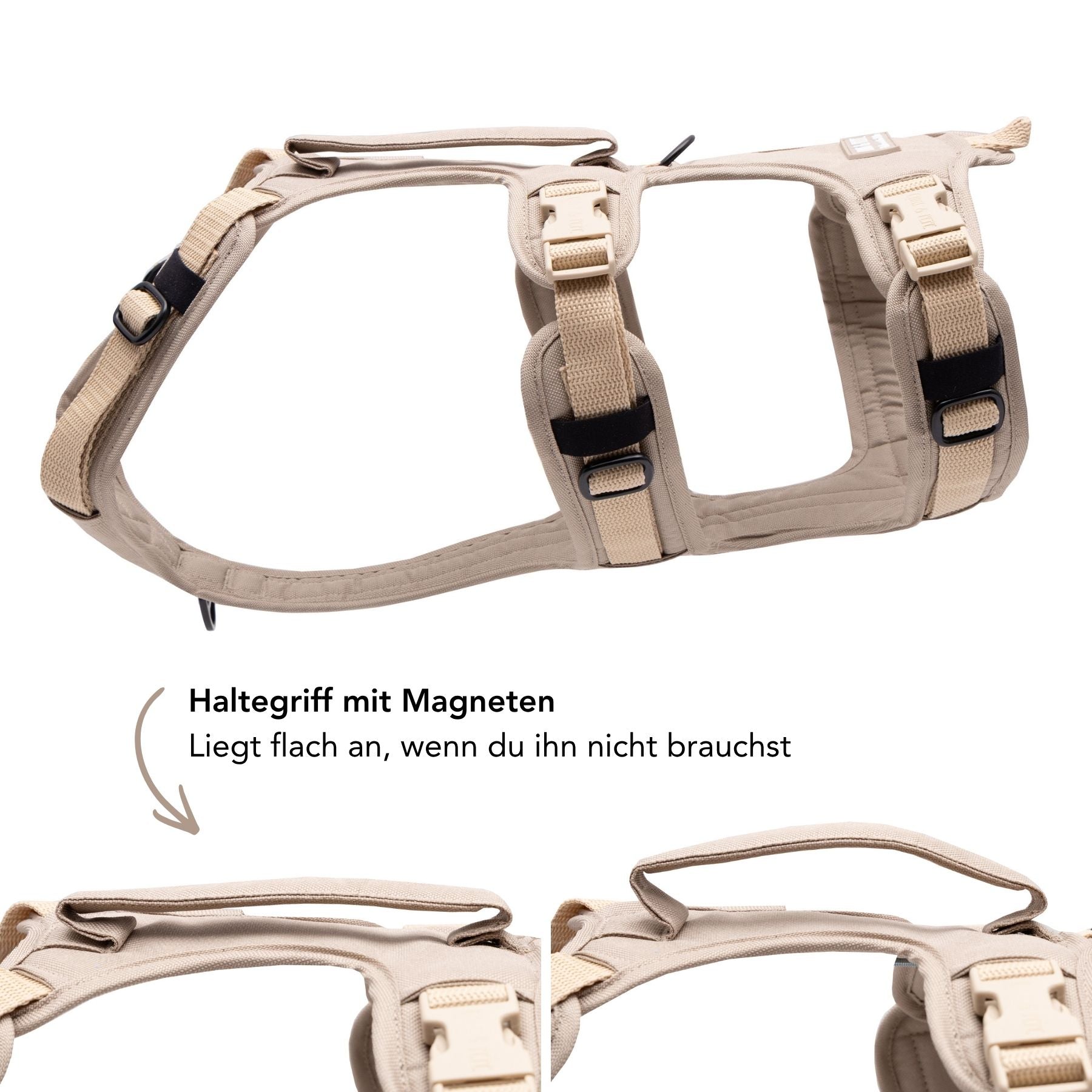 Hundegeschirr ausbruchsicher Dune Beige mit zusätzlichem Taillengurt für mehr Sicherheit
