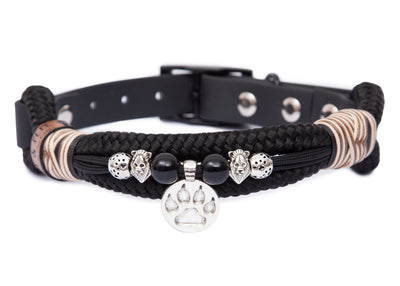 Tauhalsband für Hunde mit Perlen, Modell Leo Dark, Verschlussfarbe: schwarz, in verschiedenen Größen für große und kleine Hunde