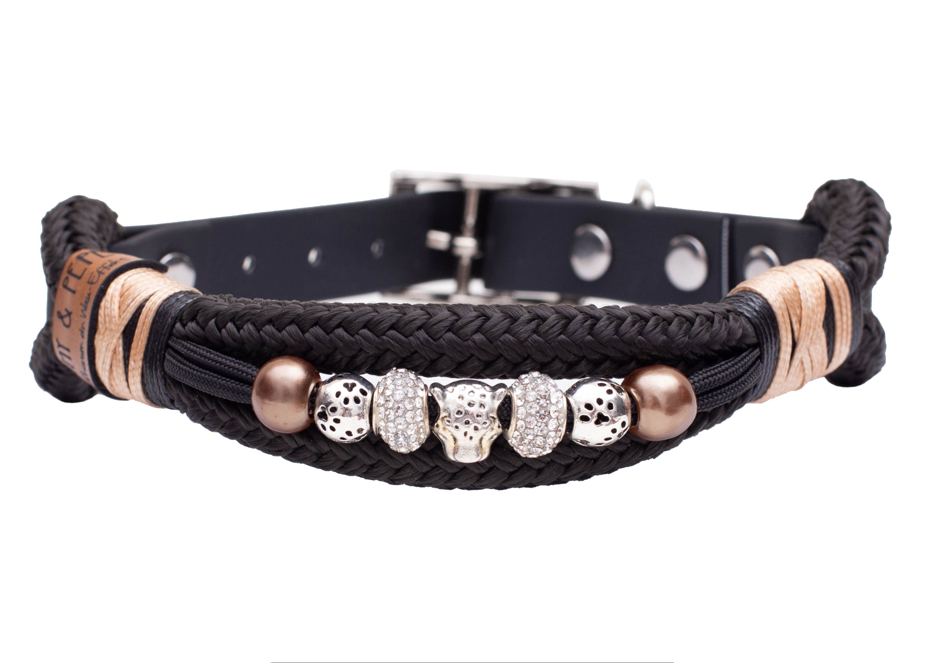 Tauhalsband mit Perlen Black