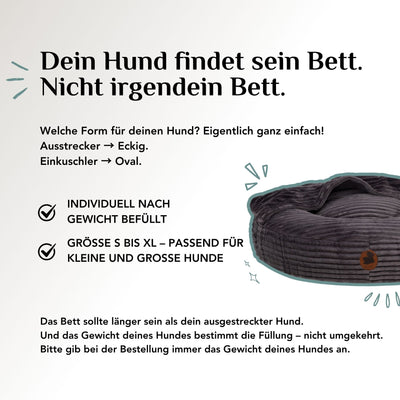 Woof bed with cave, cuddly corduroy