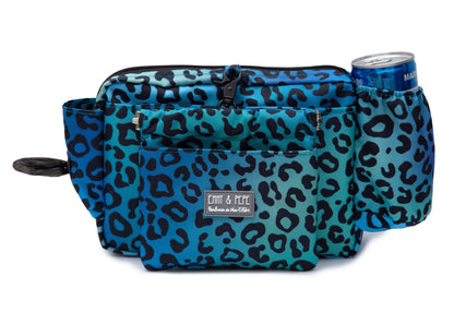 Wau-Pack große Gassitasche, Modell Leo Aqua, blau mit Leomuster, Grutlänge:  S (60-85cm),M (80-110cm),L (100-145cm) - bei jedem Spaziergang alles dabei