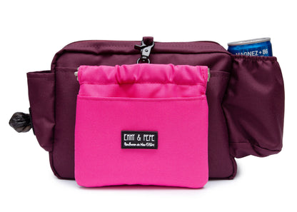 Wau-Pack große Gassitasche, Modell  Pink Berry, Gurtlängen S (60-85cm),M (80-110cm),L (100-145cm) - bei jedem Spaziergang alles dabei